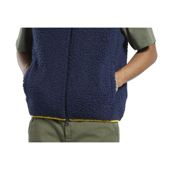 Reebok Men's Cord Sherpa-Fleece Vest Blue Size Large - Picture 3 of 3